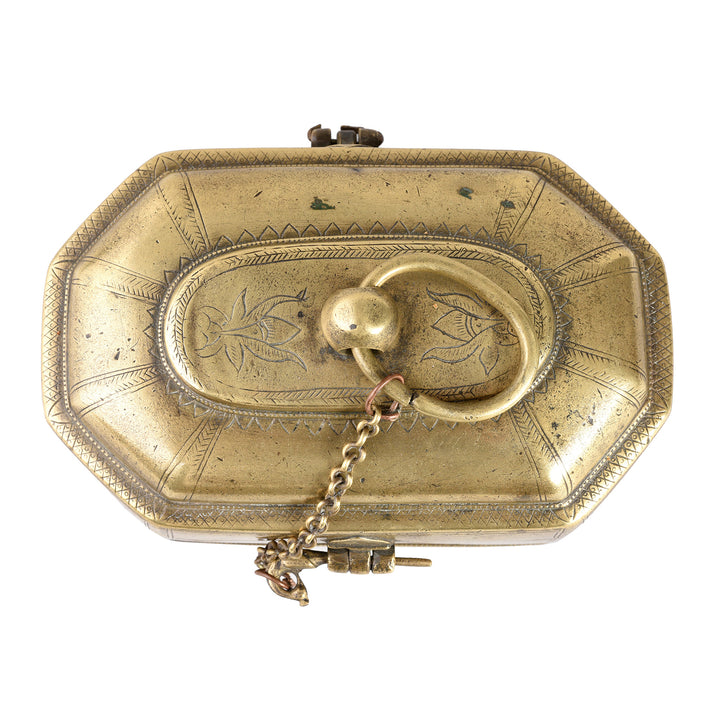 Indian Brass Paan Box From Rajasthan - Early 20thC