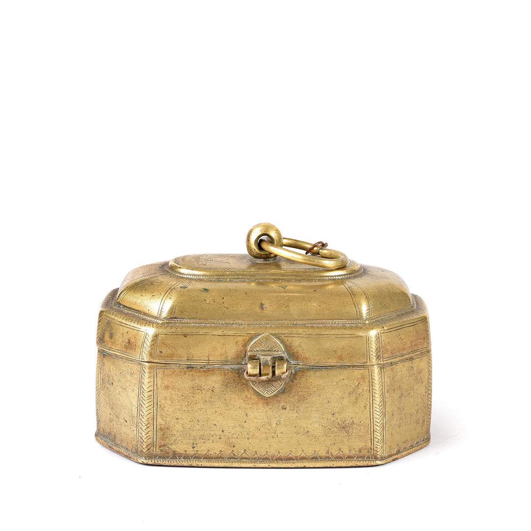 Reverse Of Indian Brass Paan Box From Rajasthan - Early 20thC | Indigo Antiques