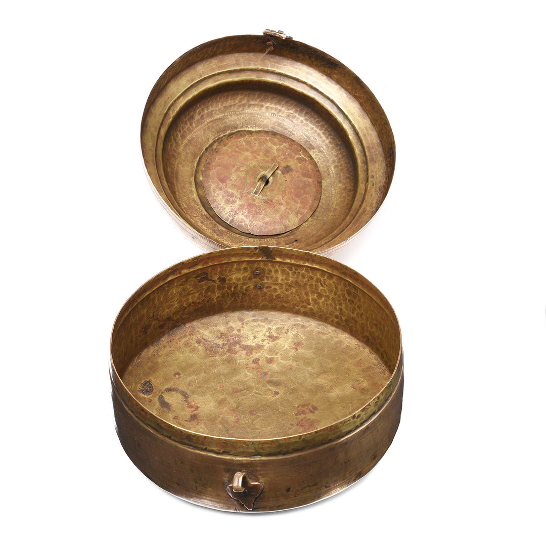 Interior Of Antique Indian Brass Paan Box From Rajasthan - Early 20thC | Indigo Antiques