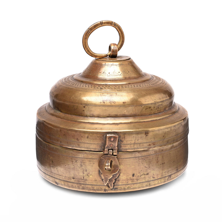 Antique Indian Brass Paan Box From Rajasthan - Early 20thC | Indigo Antiques