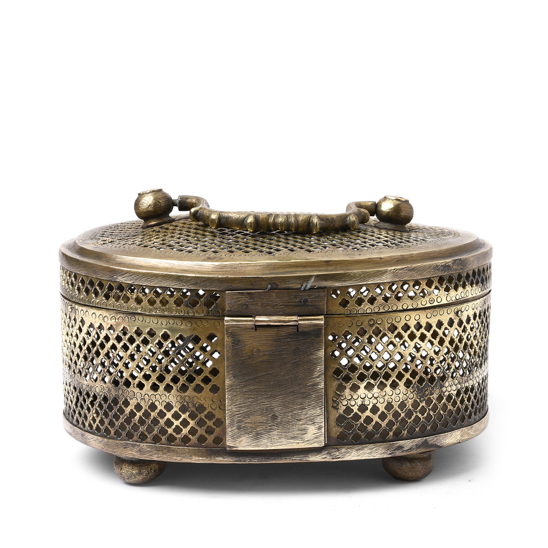 Reverse of Brass Jali Work Paan Box From India - Early 20thC | Indigo Antiques