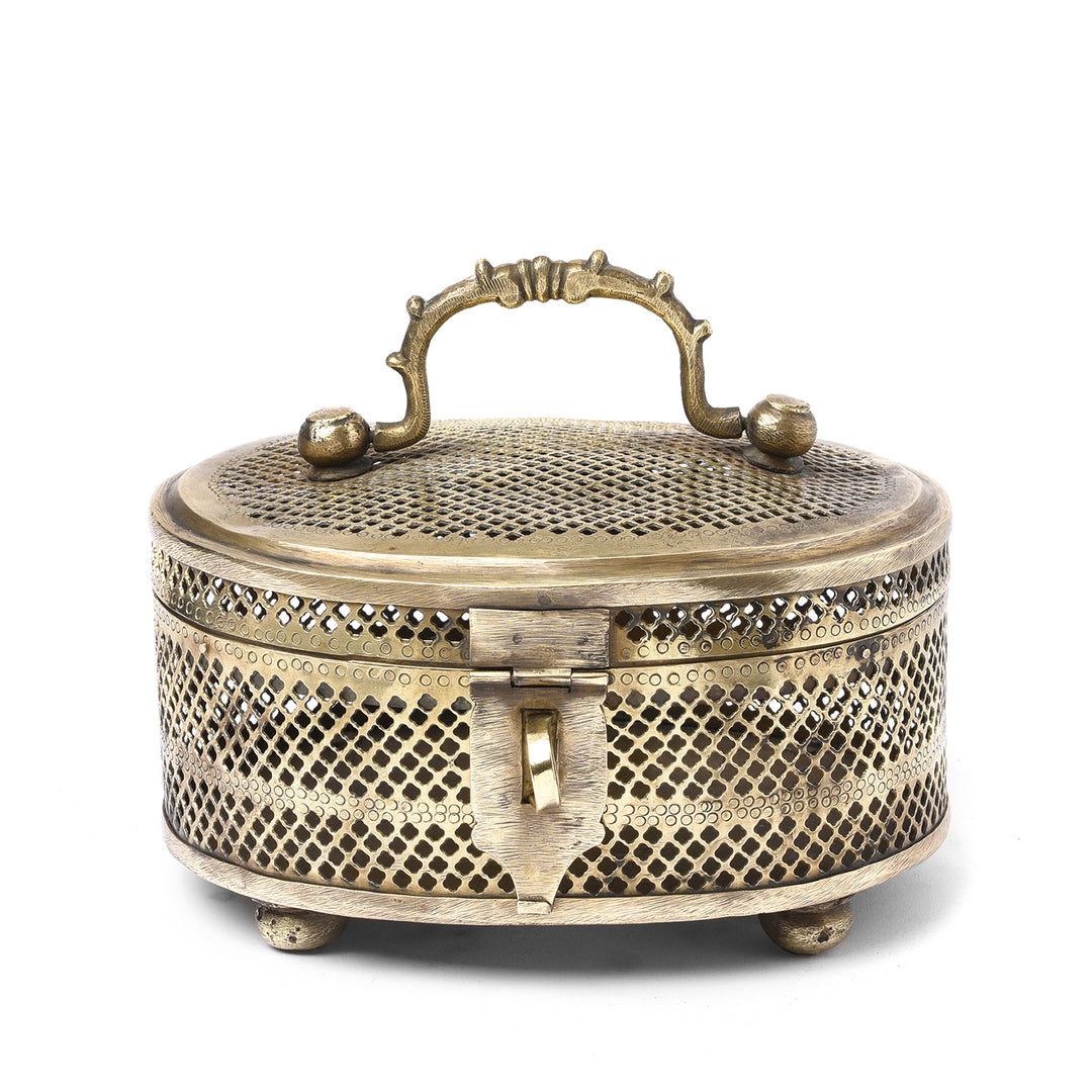 Brass Jali Work Paan Box From India - Early 20thC | Indigo Antiques