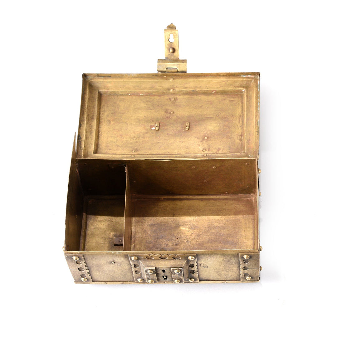 Interior Of Indian Brass Paan Box From Rajasthan - Early 20thC | Indigo Antiques