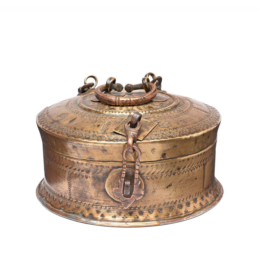 Antique Indian Brass Paan Box From Rajasthan - Early 20thC | Indigo Antiques