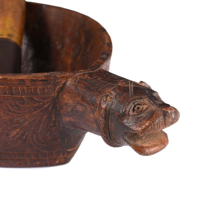 Detail From Carved Teak Opium Grinder -19thC | INDIGO ANTIQUES