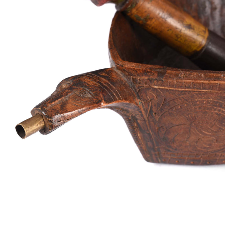 Carving Detail Of Carved Teak Opium Grinder -19thC | INDIGO ANTIQUES