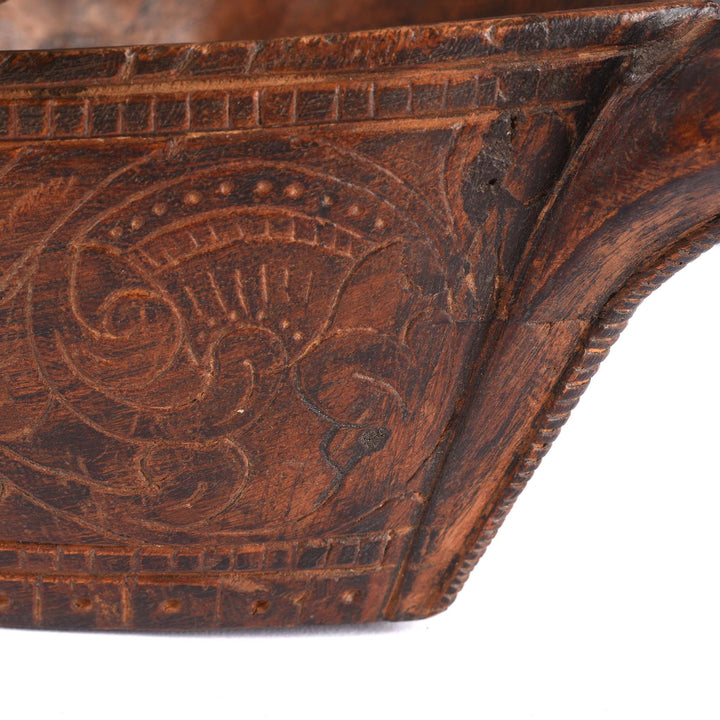 Carving Detail From Carved Teak Opium Grinder -19thC | INDIGO ANTIQUES