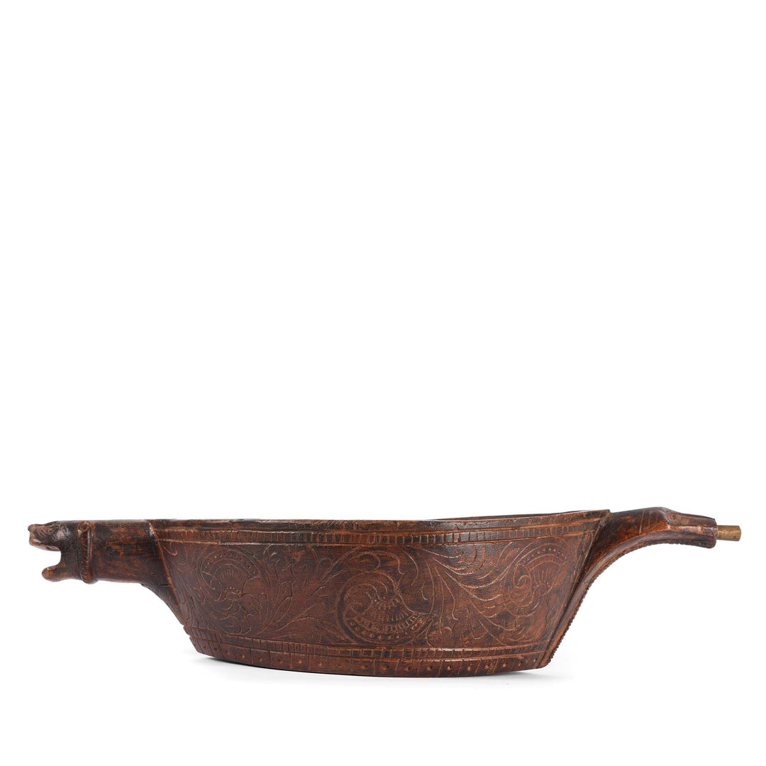 Other Side Of Carved Teak Opium Grinder -19thC | INDIGO ANTIQUES