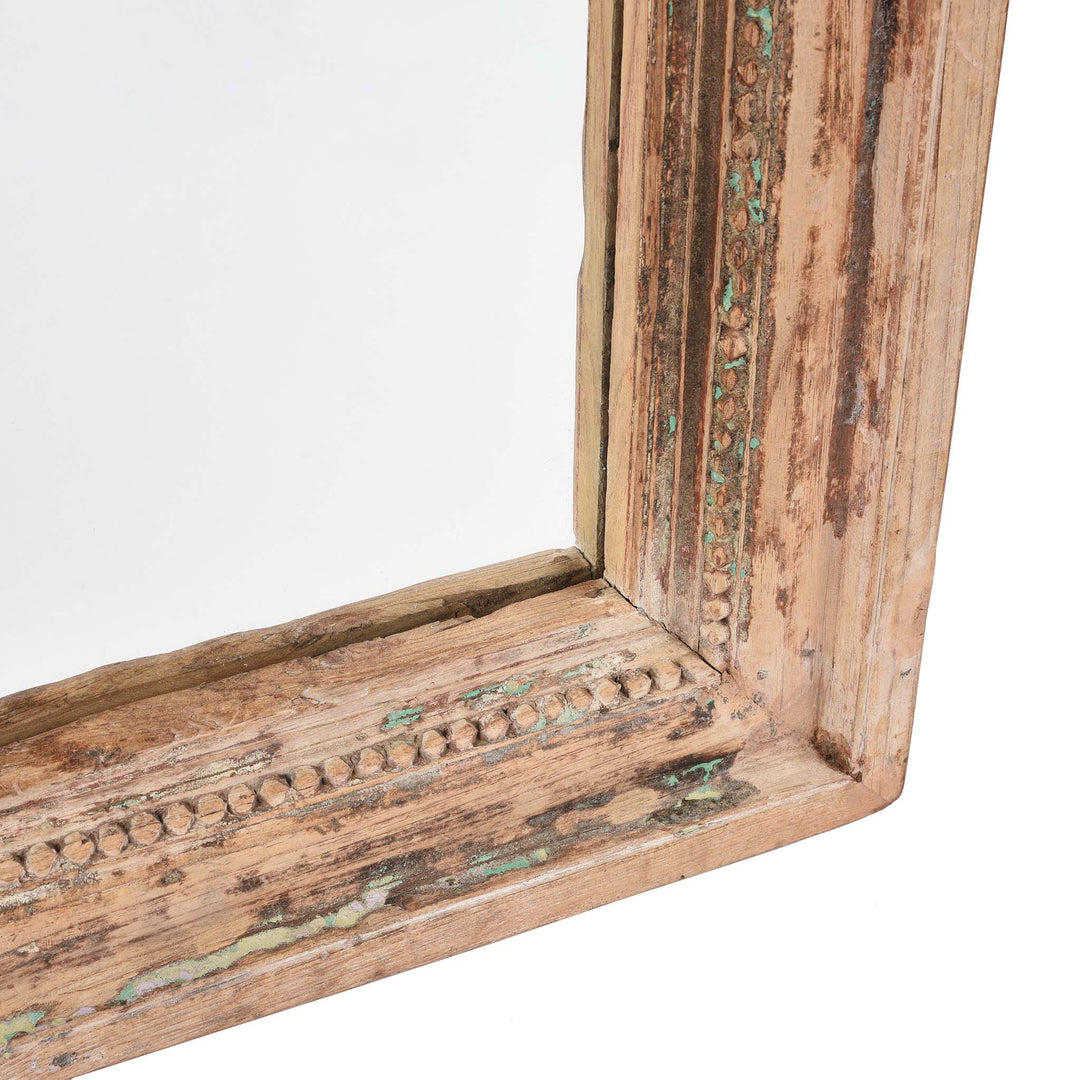 Bottom Corner Detail From Indian Mirror Made From An Old Teak Window - 19thC | Indigo Antiques