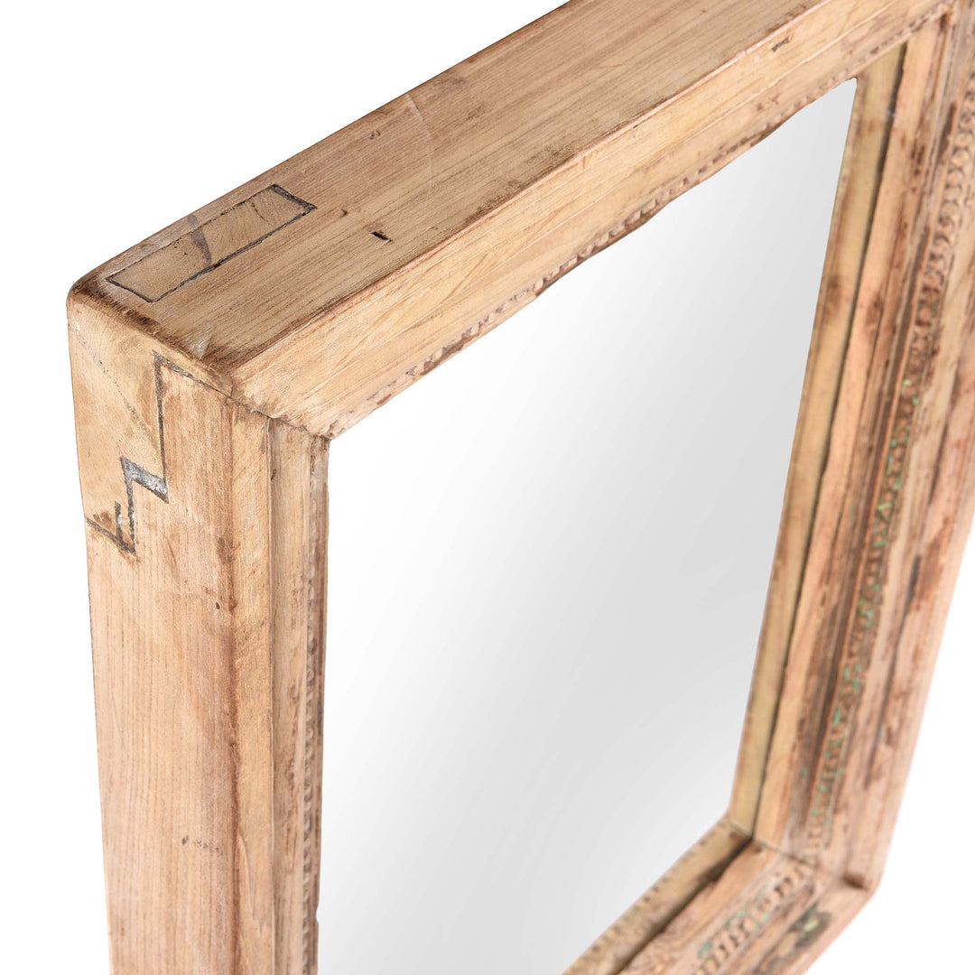 Depth Detail From Indian Mirror Made From An Old Teak Window - 19thC | Indigo Antiques