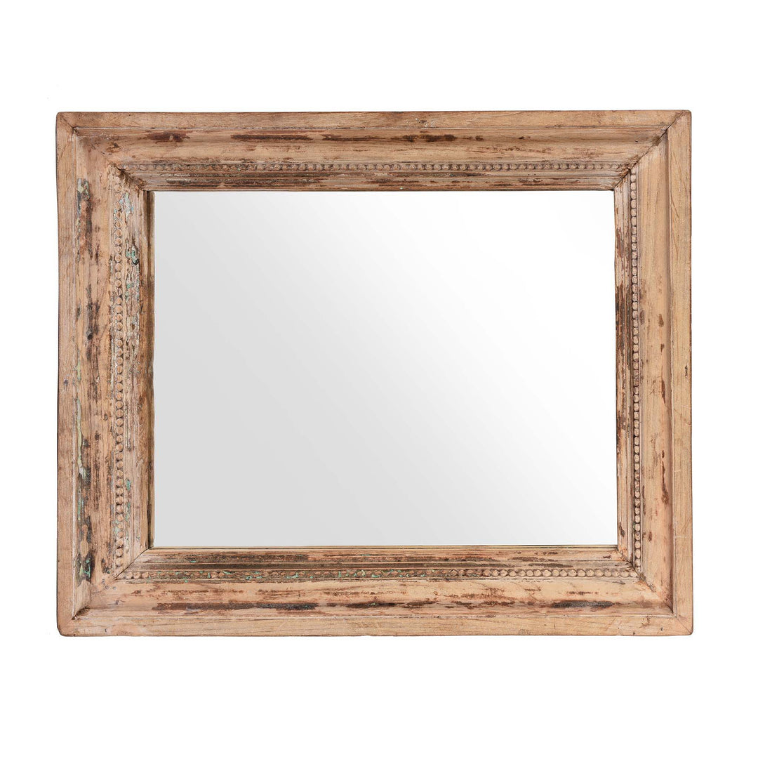 Landscape Orientation Of Indian Mirror Made From An Old Teak Window - 19thC | Indigo Antiques