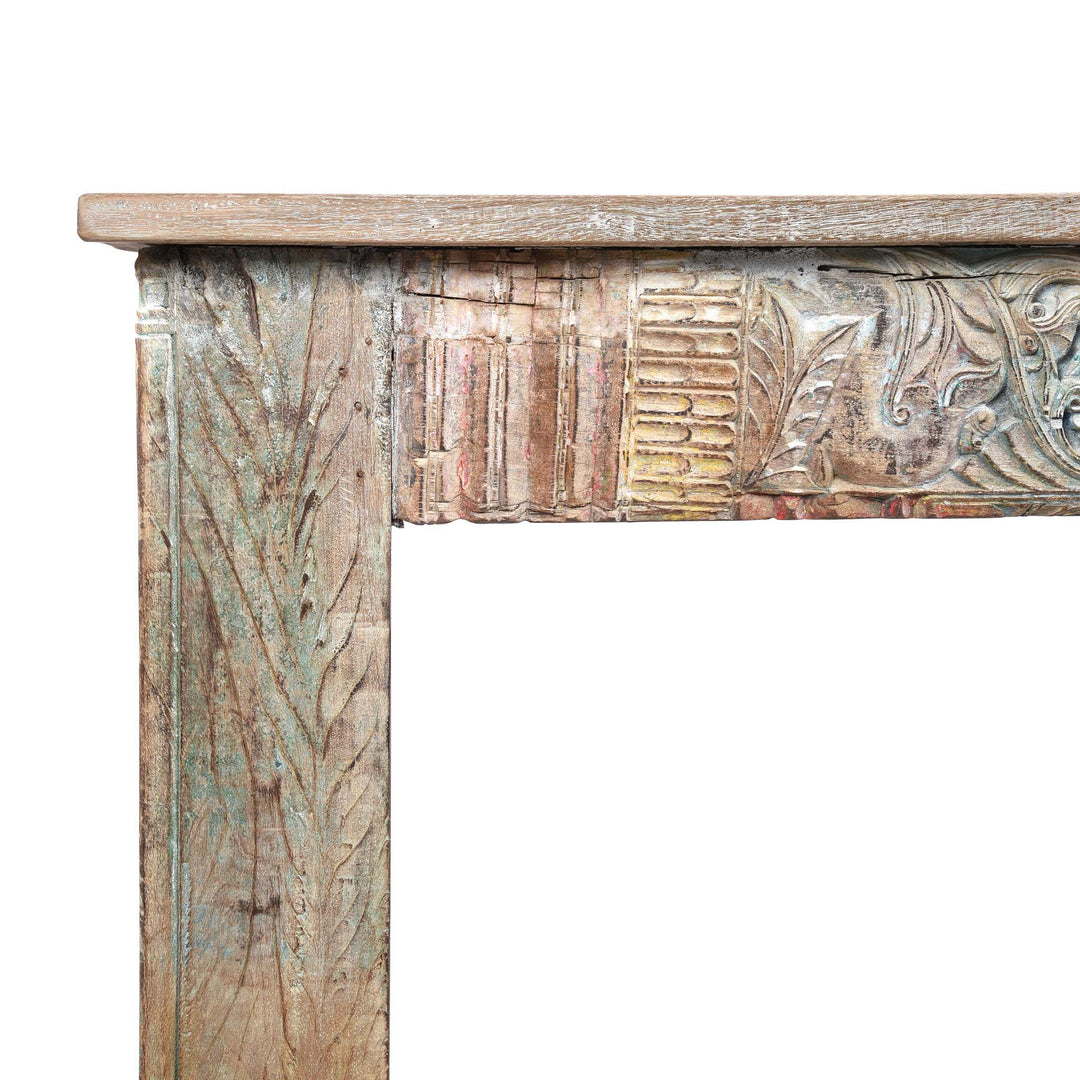 Corner Detail From Painted Console Table Made From Reclaimed Teak | Indigo Antiques