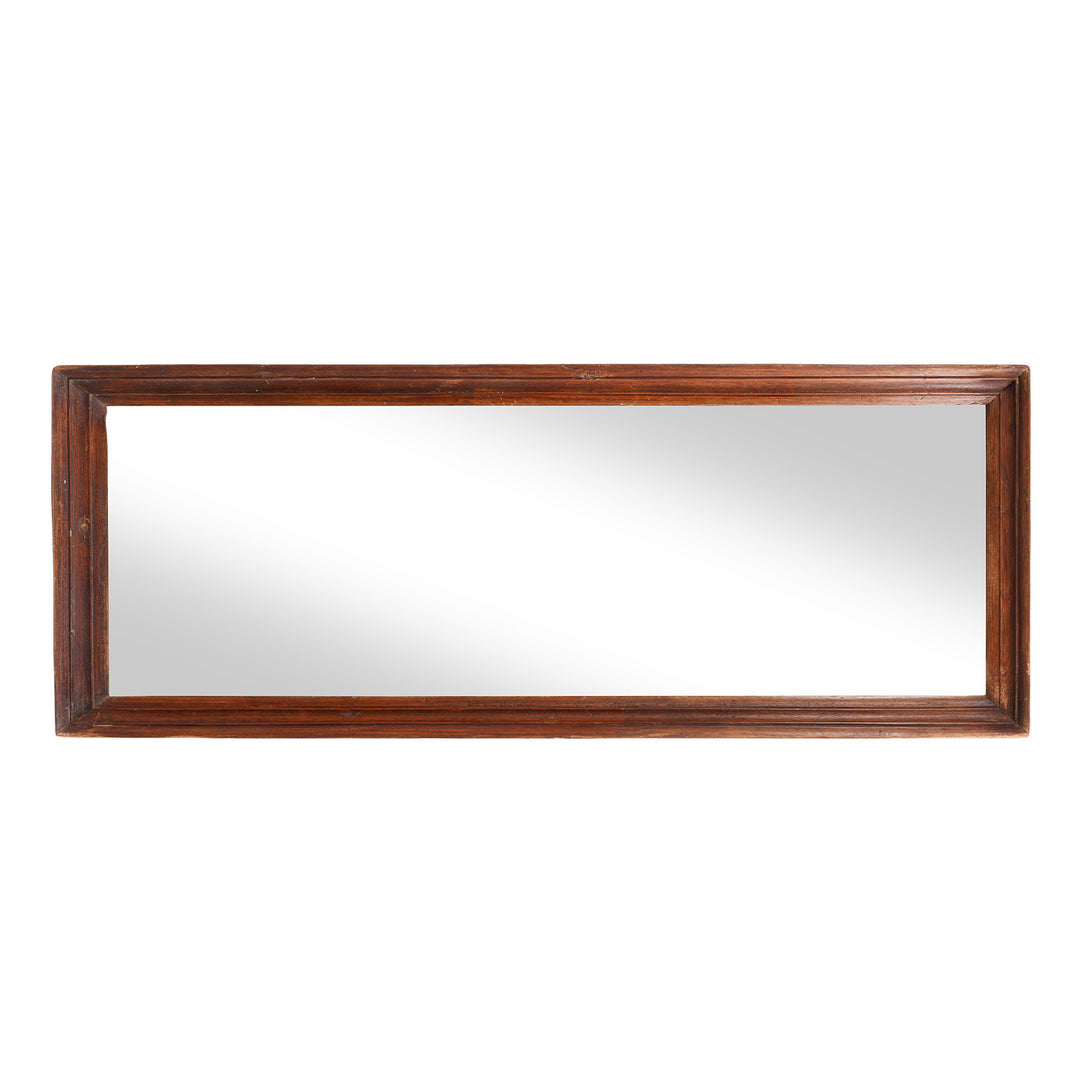 Landscape View Of Antique Indian Mirror Made From An Old Teak Window - 19th Century  (61 x 153 cms) | Indigo Antiques