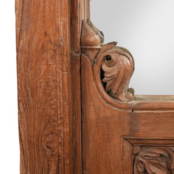 Old Teak Window Mirror From Madyha Pradesh - 19thC (96 x 186cm)