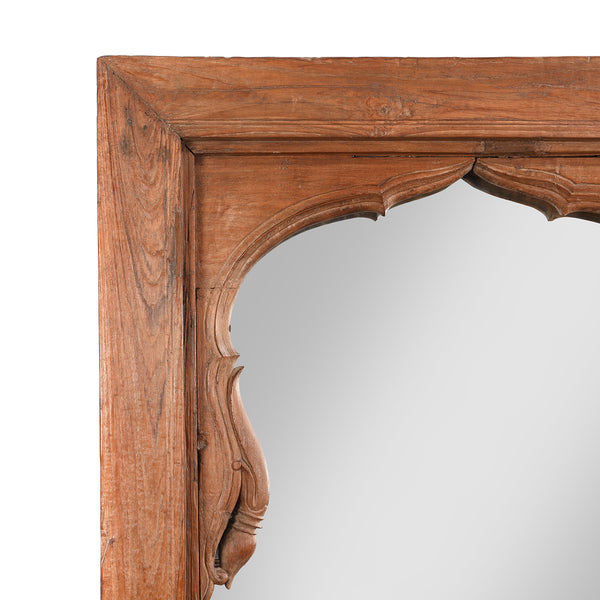 Old Teak Window Mirror From Madyha Pradesh - 19thC (96 x 186cm)