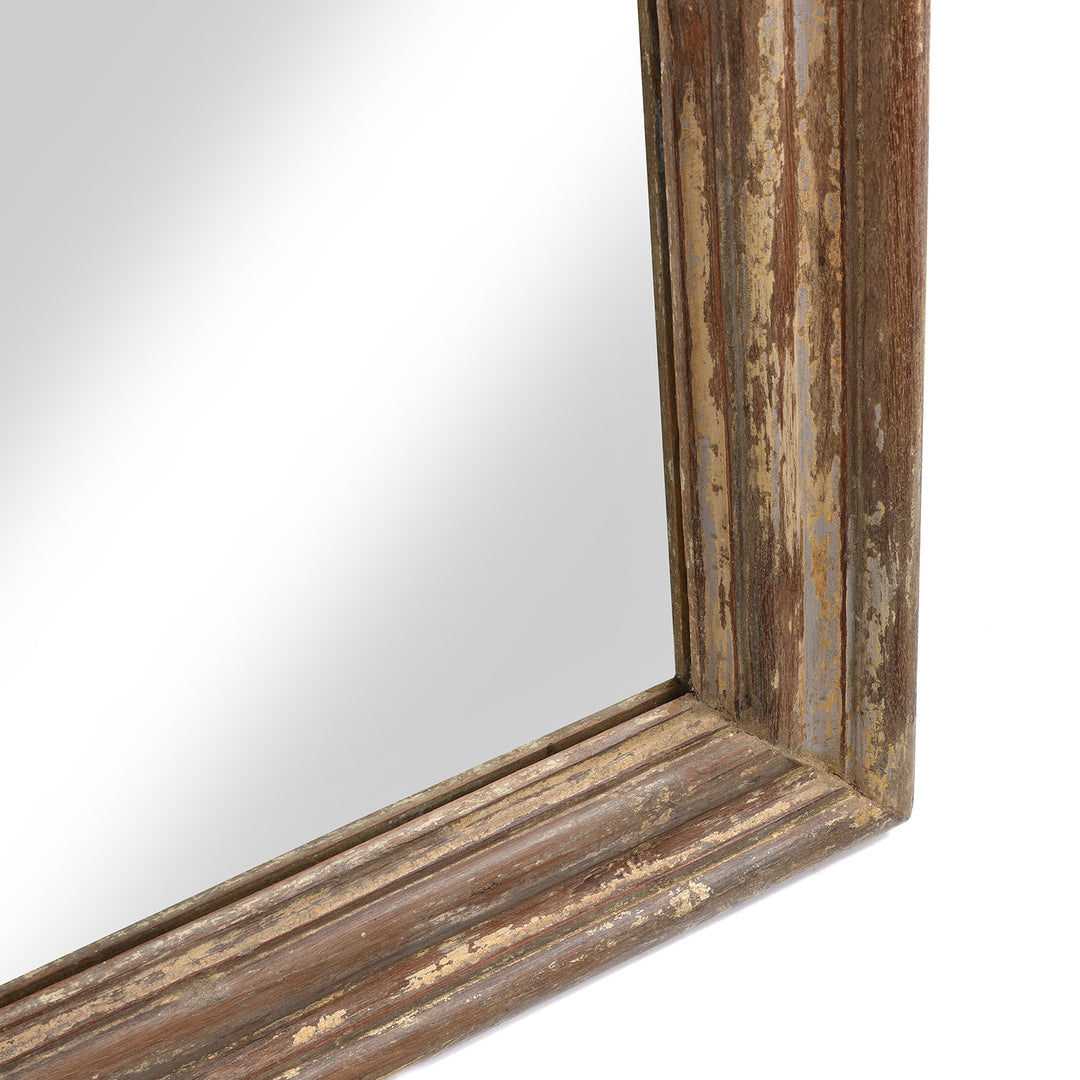 Corner Detail From Antique Indian Mirror Made From An Old Teak Window - 19thC (92 x 183 cm) | Indigo Antiques