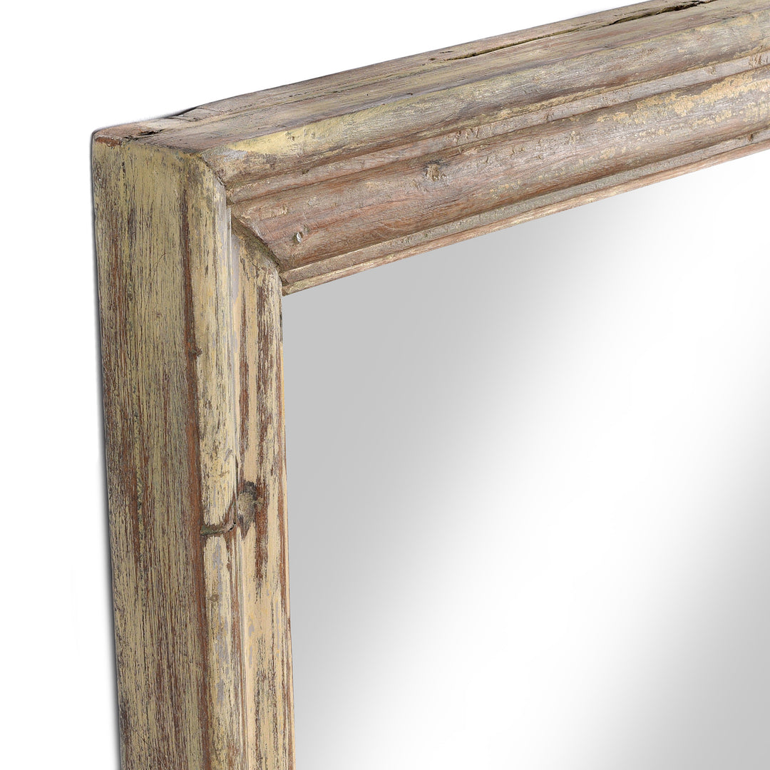 Depth Detail From Antique Indian Mirror Made From An Old Teak Window - 19thC (92 x 183 cm) | Indigo Antiques