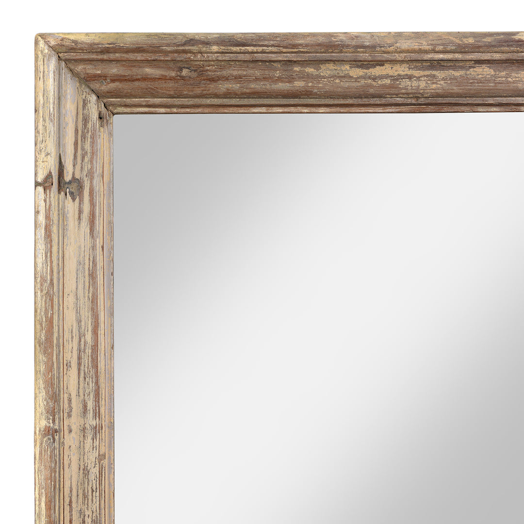 Corner Detail From Antique Indian Mirror Made From An Old Teak Window - 19thC (92 x 183 cm) | Indigo Antiques