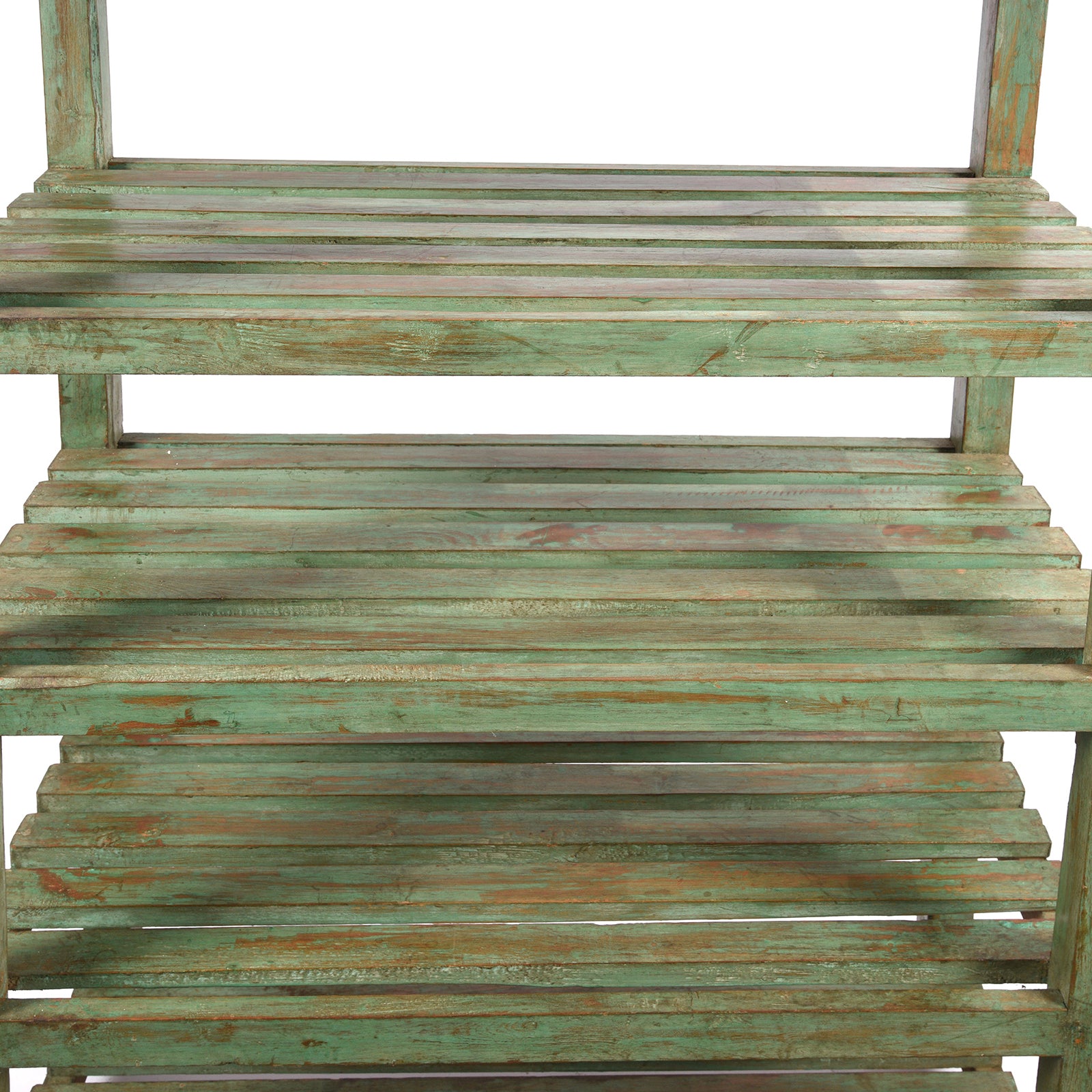 Shelving Detail From VIntage Vintage Painted Green Indian Teak Shelf - Ca 1930 | Indigo Antiques