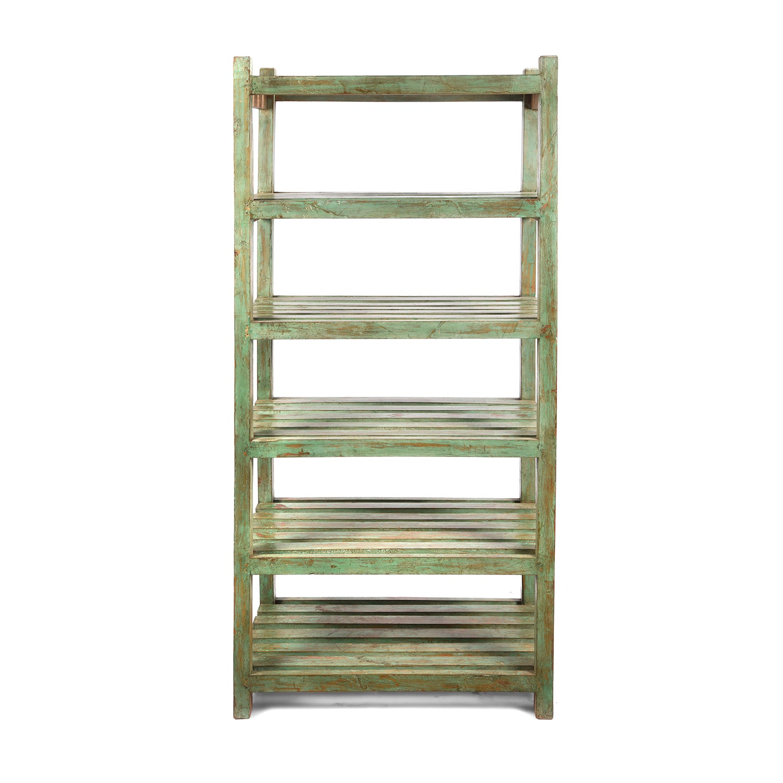 VIntage Vintage Painted Green Indian Teak Shelf - Ca 1930 | Indigo Antiques