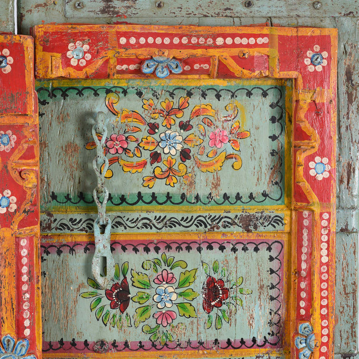 Paintwork Detail From Old Indian Door With Later Painting - 19thC | Indigo Antiques
