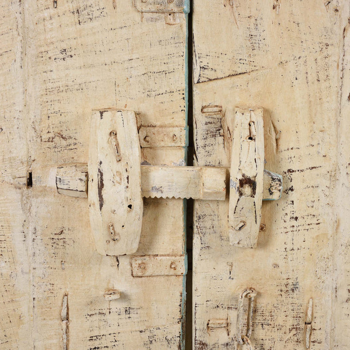 Latch On Reverse Of Old Indian Door With Later Painting - 19thC | Indigo Antiques