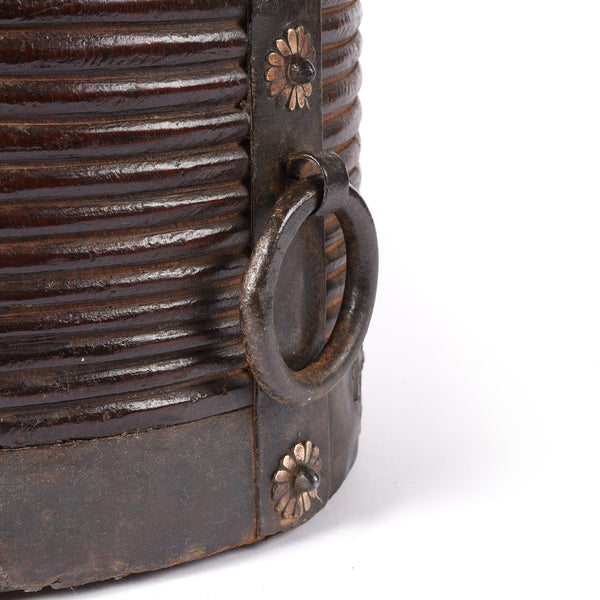 Iron & Jackfruit Wood Grain Measure From South India - 19thC