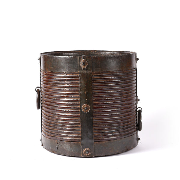 Iron & Jackfruit Wood Grain Measure From South India - 19thC