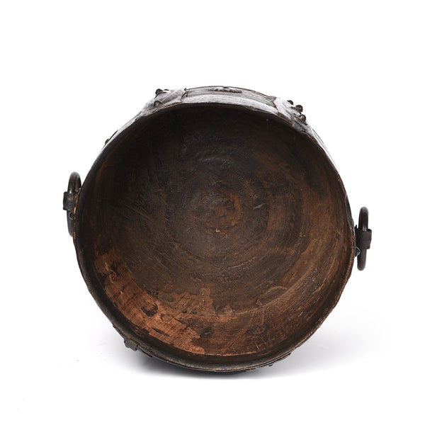 Iron And Jackfruit Wood Grain Measure -South India - 19thC