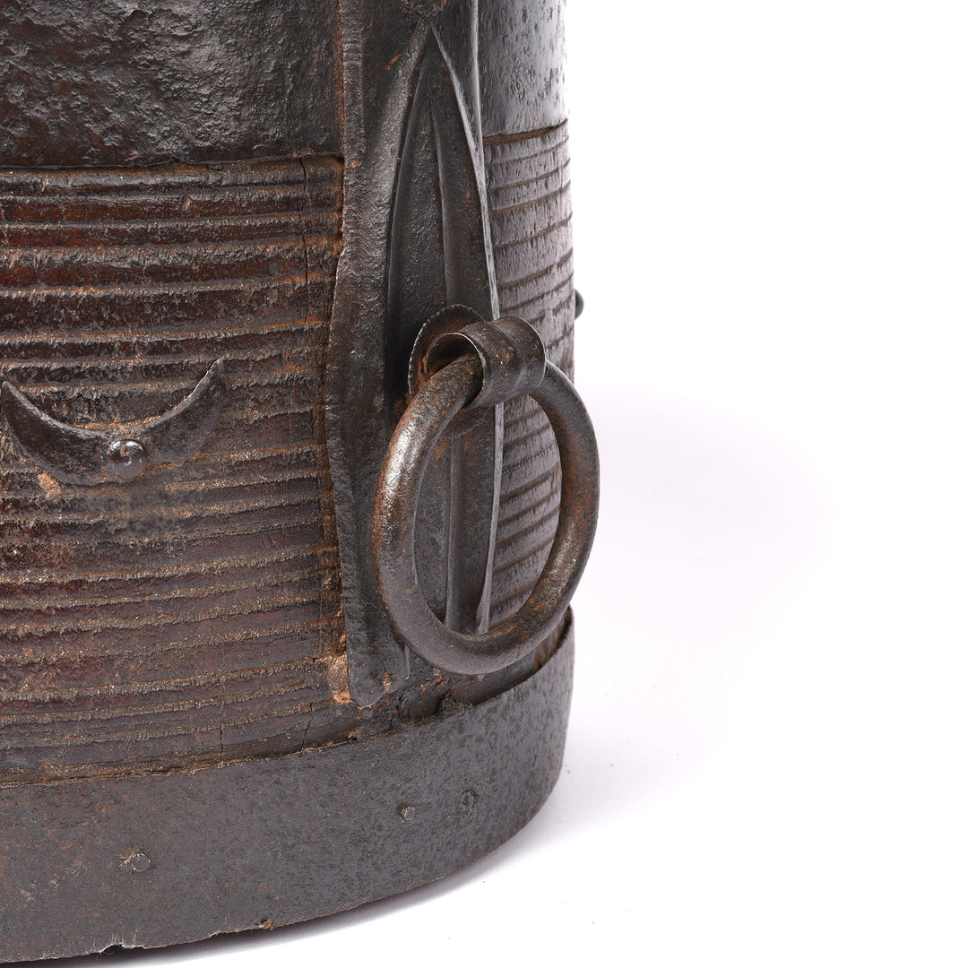 Detail From Iron And Jackfruit Wood Grain Measure -South India - 19thC | Indigo Antiques