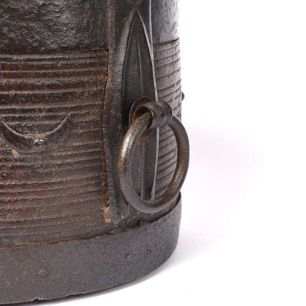 Iron And Jackfruit Wood Grain Measure -South India - 19thC