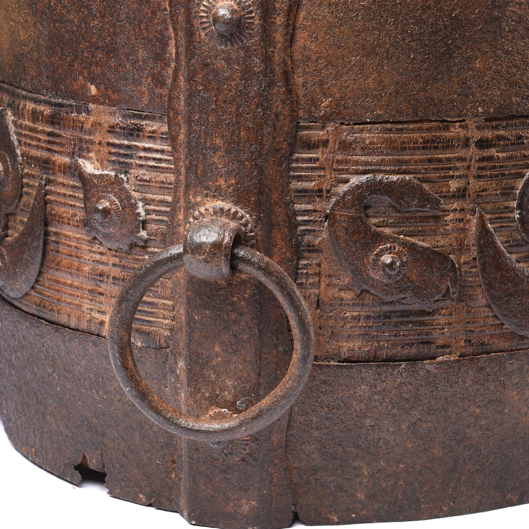 Handle Detail From Iron Bound Grain Measure South India - 19thC | Indigo Antiques