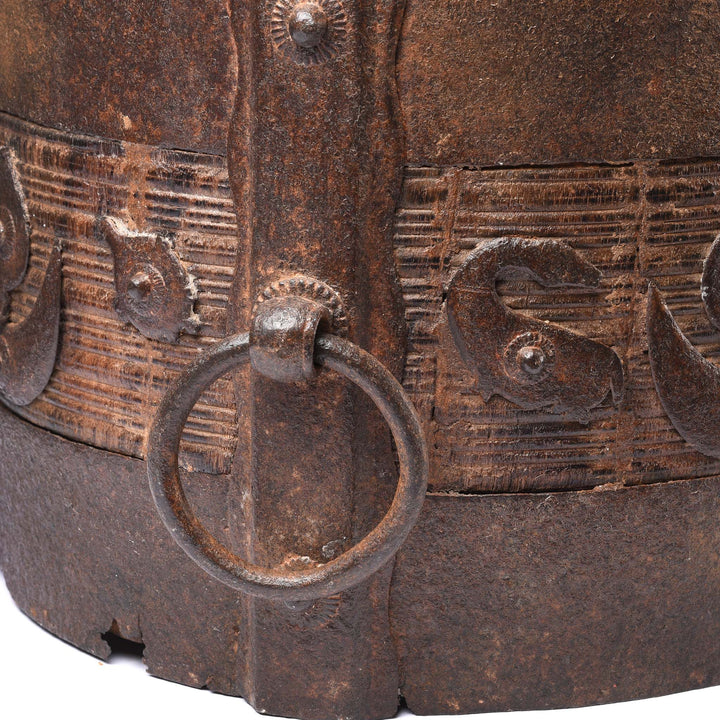 Handle Detail From Iron Bound Grain Measure South India - 19thC | Indigo Antiques