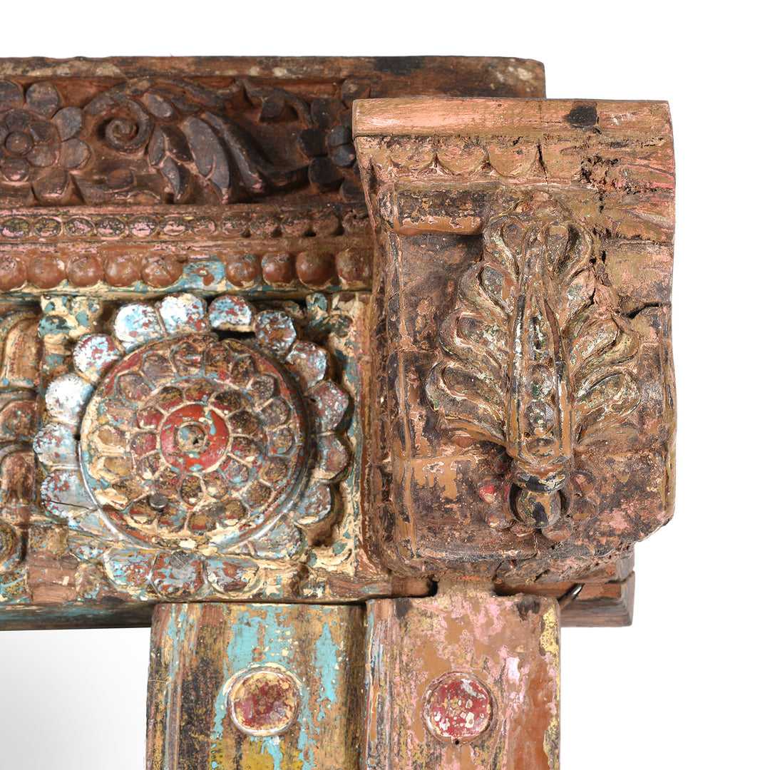 Indian Mirror Made From An Old Teak Door From Gujarat - 19thC | Indigo Antiques