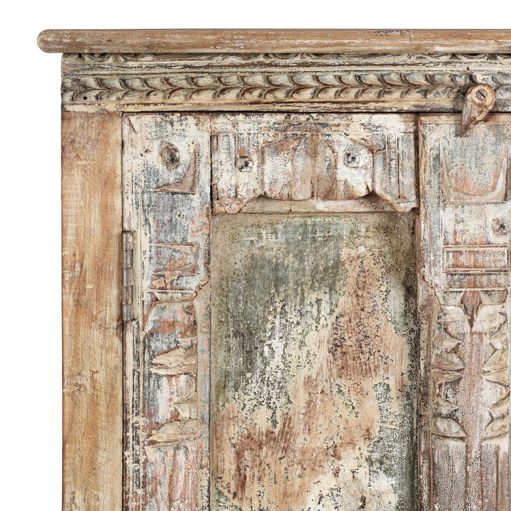 Corner Detail From Side Cabinet Made From Reclaimed Teak | Indigo Antiques