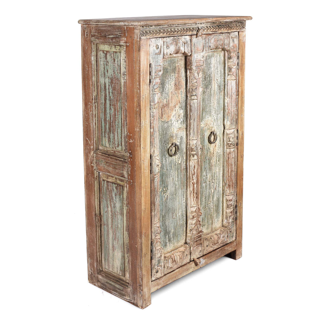 Angled View Of Side Cabinet Made From Reclaimed Teak | Indigo Antiques