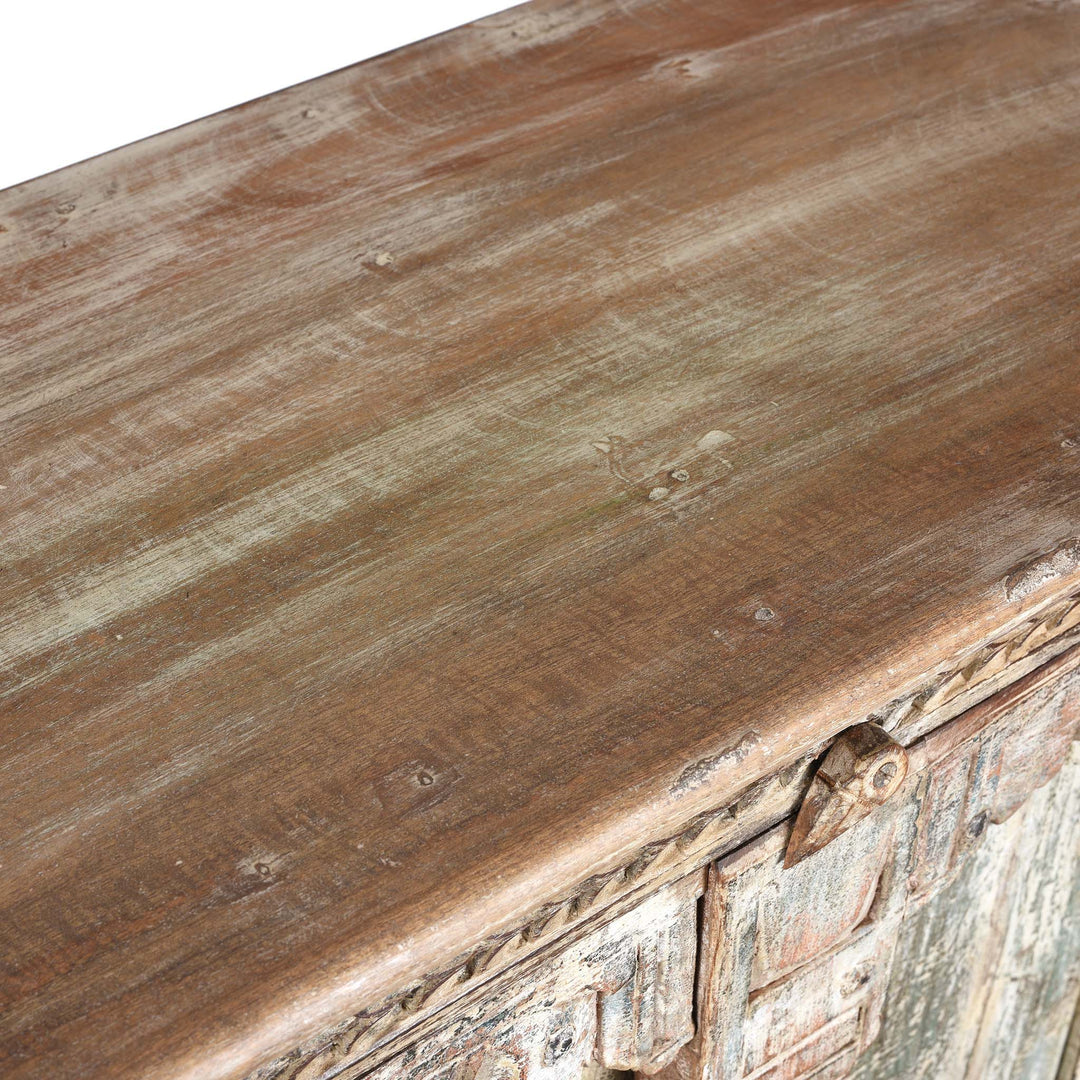 Surface Detail From Side Cabinet Made From Reclaimed Teak | Indigo Antiques