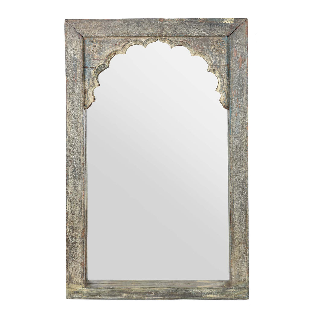 Indian Mirror Made From An Old Teak Window - 19thC | Indigo Antiques