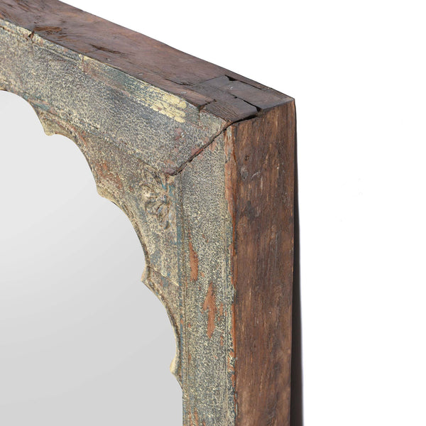 Grey Painted Indian Mihrab Mirror - 19thC (73 x 117cm)
