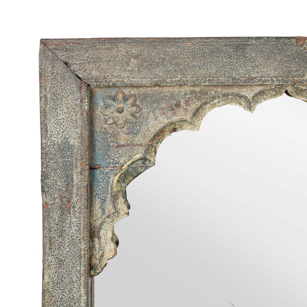 Grey Painted Indian Mihrab Mirror - 19thC (73 x 117cm)