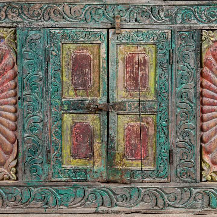 Detail View of an Antique Indian Manjus Dowry Chest From Gujarat- 19thC | Indigo Antiques