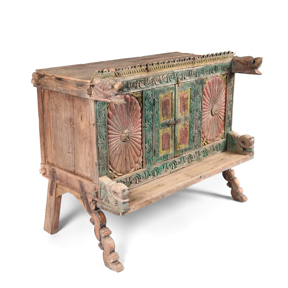 Side View of an Antique Indian Manjus Dowry Chest From Gujarat- 19thC | Indigo Antiques