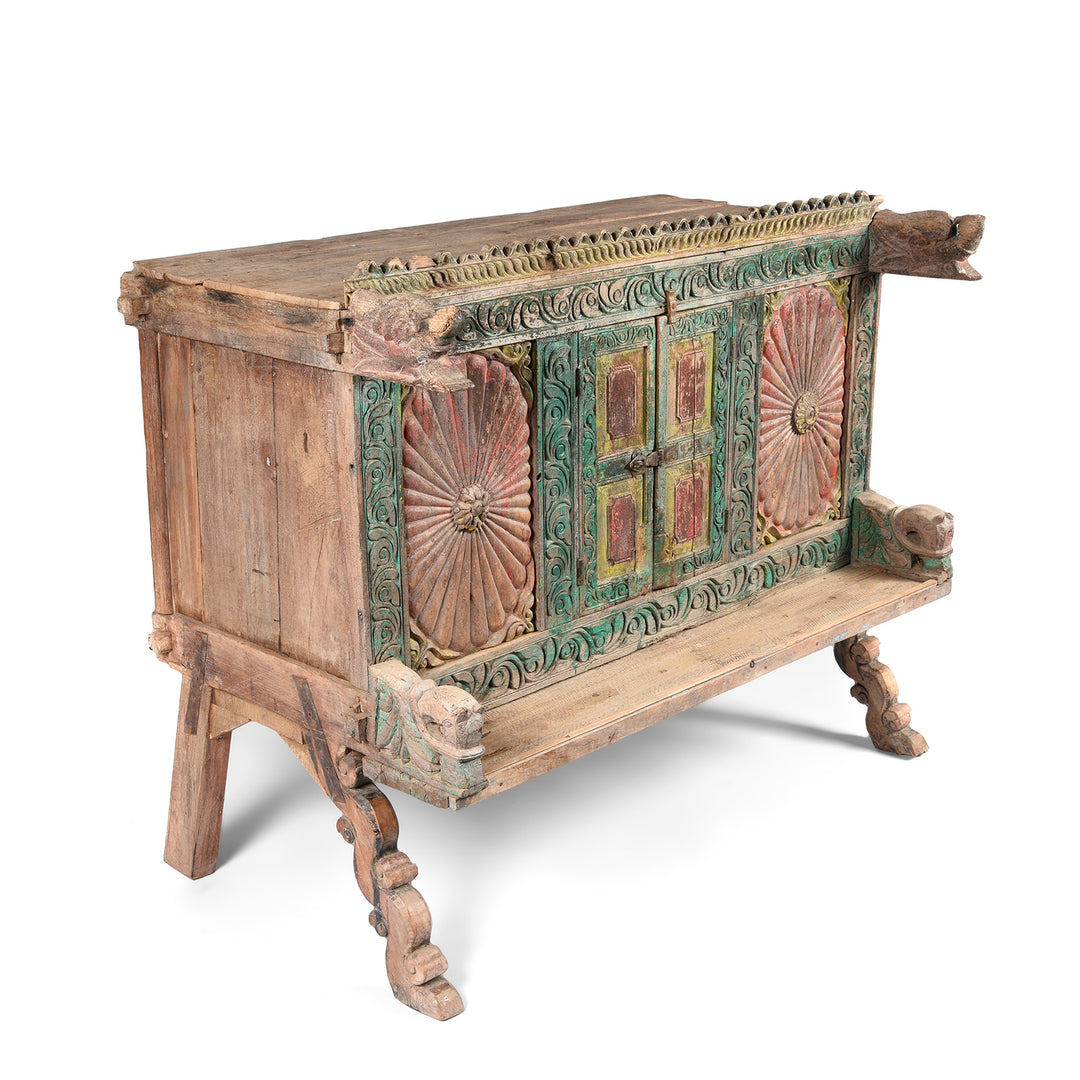 Side View of an Antique Indian Manjus Dowry Chest From Gujarat- 19thC | Indigo Antiques