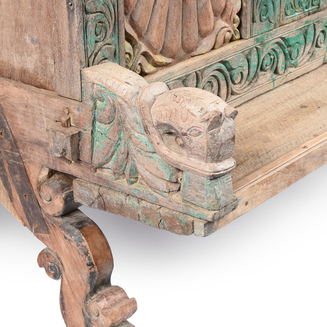 Detail View of an Antique Indian Manjus Dowry Chest From Gujarat- 19thC | Indigo Antiques