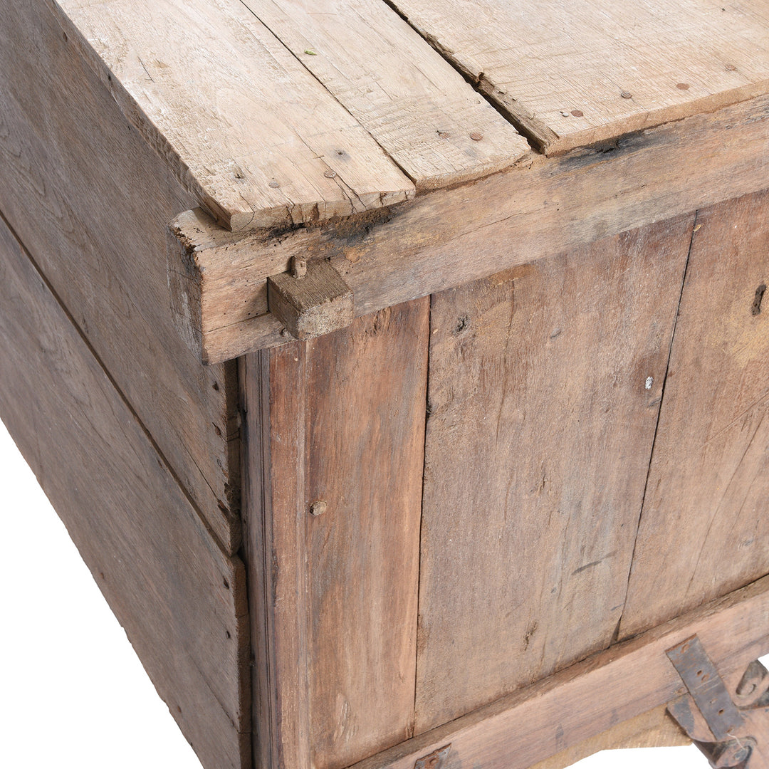 Detail View of an Antique Indian Manjus Dowry Chest From Gujarat- 19thC | Indigo Antiques