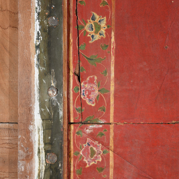 Old Painted Ceiling Panel From Bikaner - Early 19thC