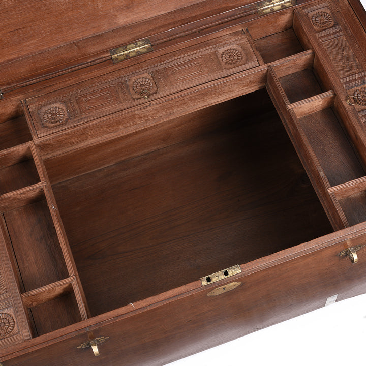 Interior Of Brass Bound Teak Indian Military Chest -19thC | Indigo Antiques