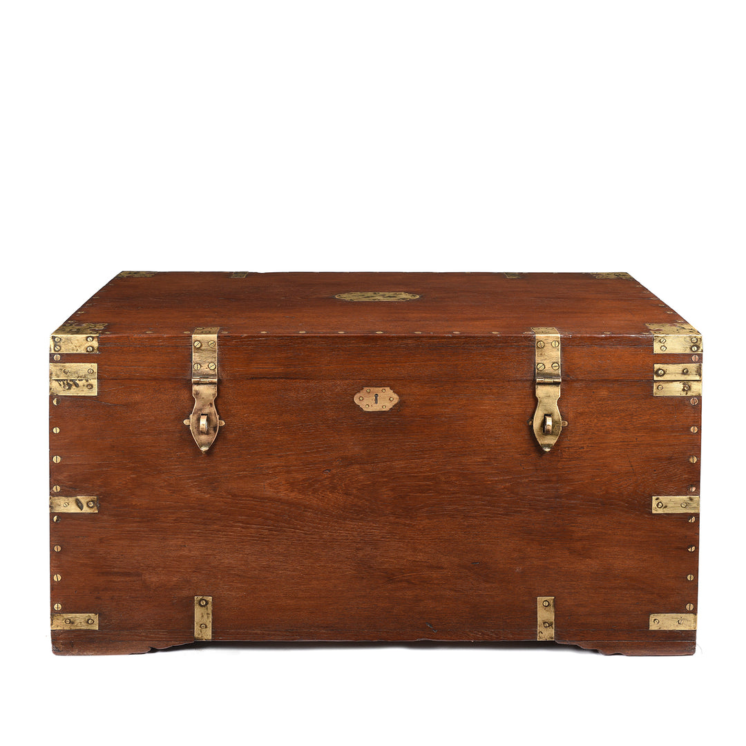 Brass Bound Teak Indian Military Chest -19thC | Indigo Antiques