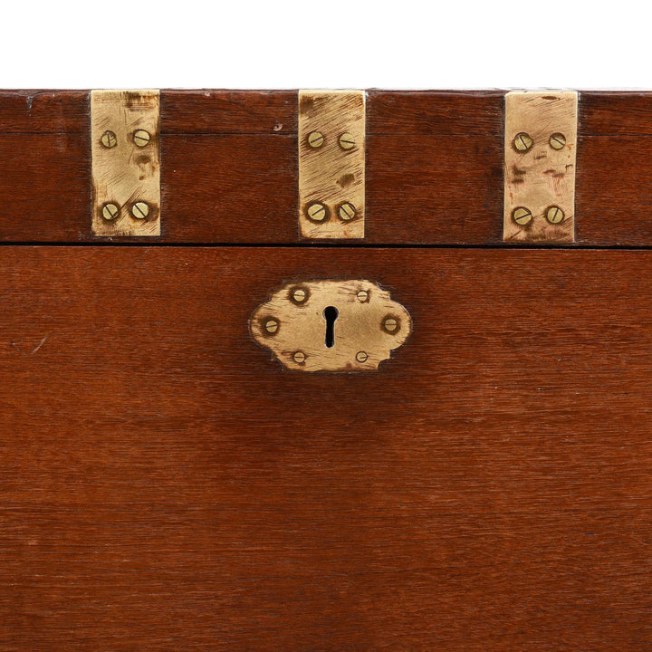 Lock Detail From Brass Bound Teak Indian Military Chest -19thC | Indigo Antiques