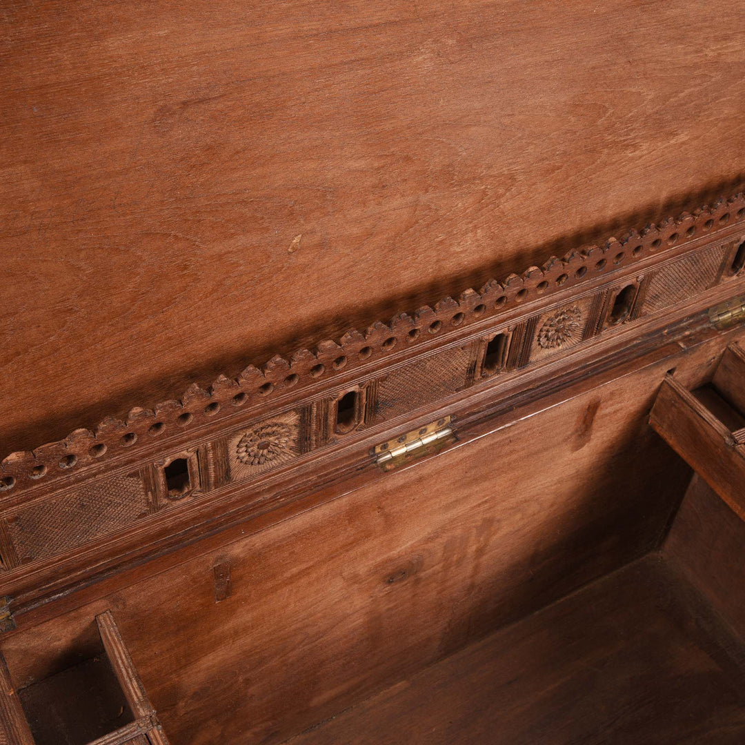 Interior Detail From Brass Bound Teak Indian Military Chest -19thC | Indigo Antiques
